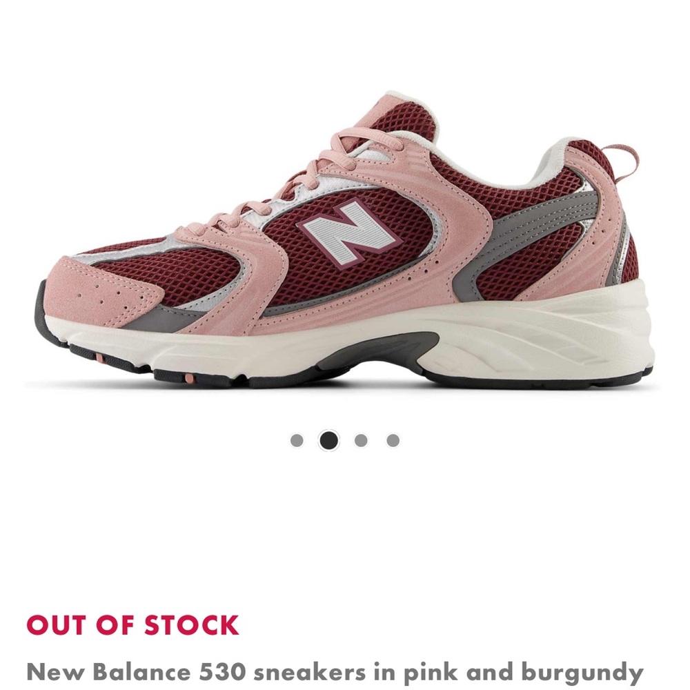 New Balance 530 Women's Burgundy and Pink Sneakers - Picture 7 of 8